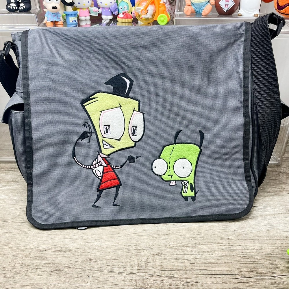 Vintage Invader Zim Messenger Bag 2003 Nickelodeon Nick Gir Piggy Grey Viacom